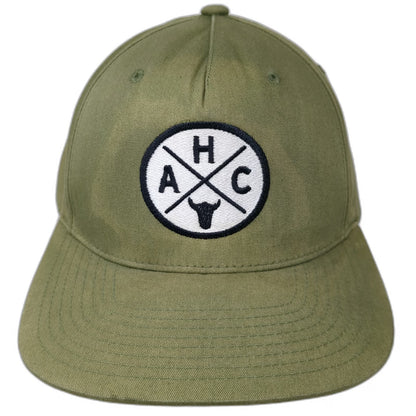 American Hat Company 5 Panel Green Black White One Size Snapback Hat Steer Logo