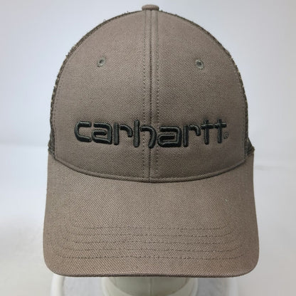 Carhartt Brown One Size Trucker Hat Snapback Mesh Embroidered Logo Workwear