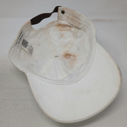Goodfellow & Co White Baseball Cap One Size Blue Flower Leather Slideback hat
