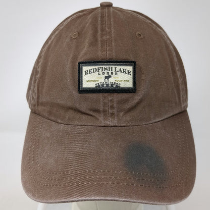 Ahead Baseball Cap Brown One Size Redfish Lake Lodge Patch Moose Sawtooth Hat