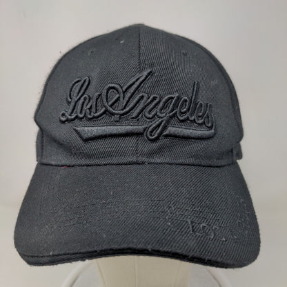 A.H.S. Men's Strapback Hat Black Embroidered Los Angeles Spell Out Logo