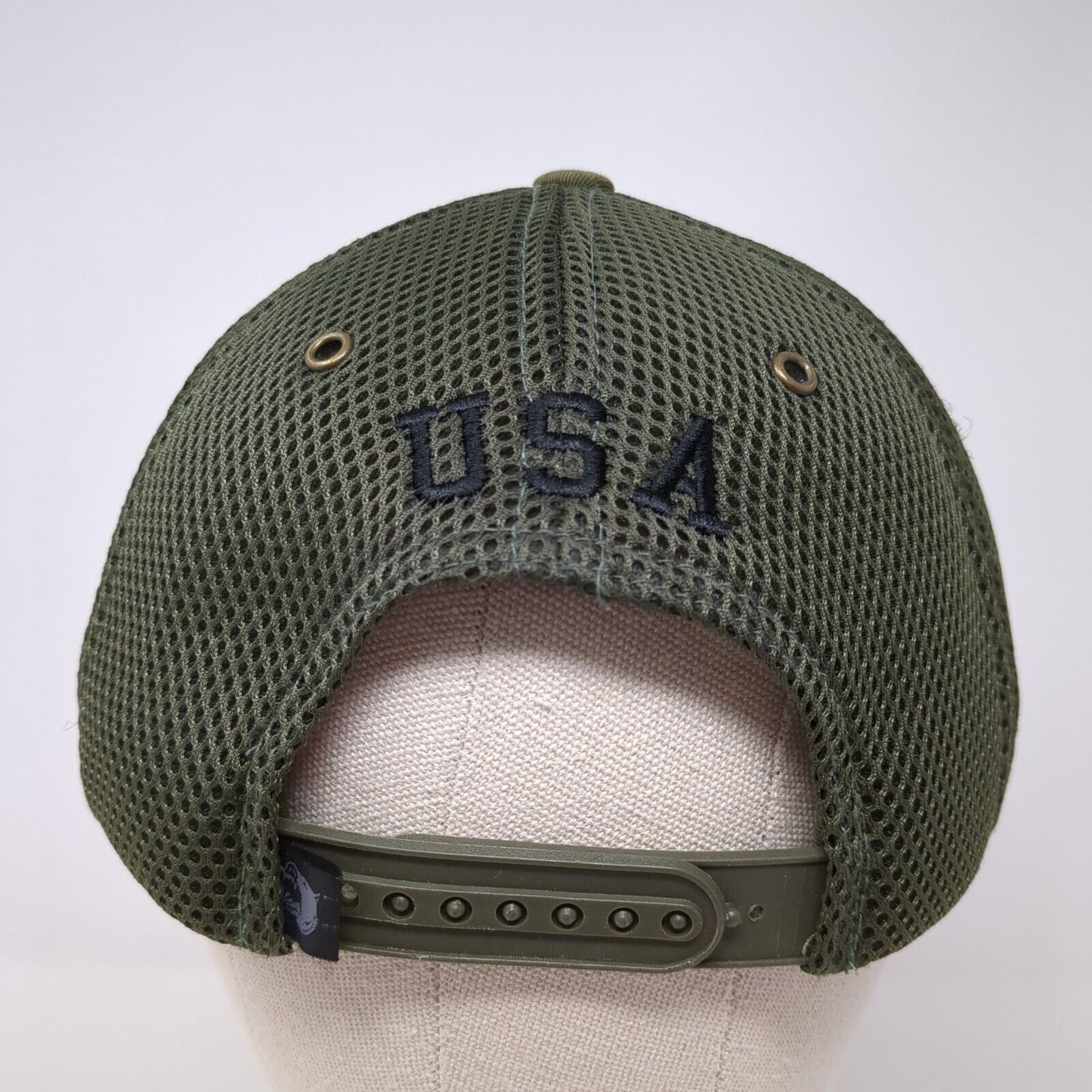 USA Flag Snapback Trucker Hat Green OS Adjustable Embroidered Patriotic Pit Bull