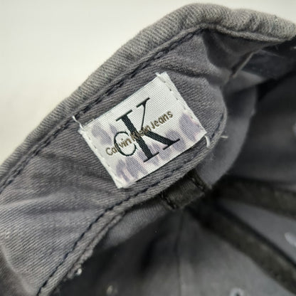 Calvin Klein Snapback Hat Gray One Size cK Logo Embroidered Washed Cotton Denim