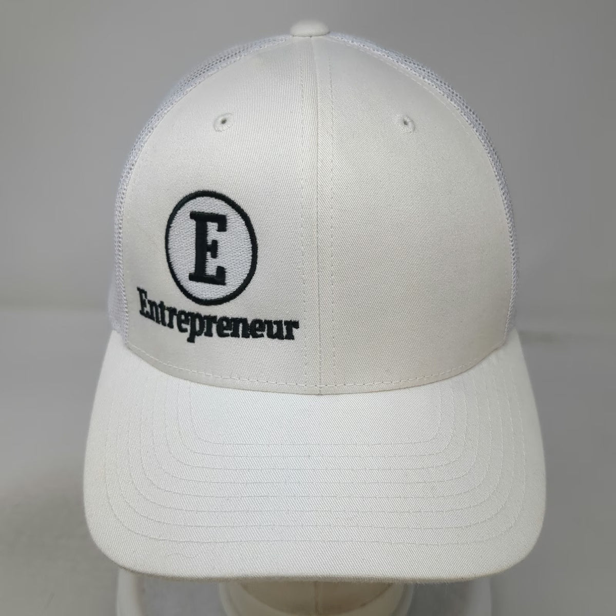 Yupoong White Trucker Hat One Size Entrepreneur Embroidered Mesh Back Snapback