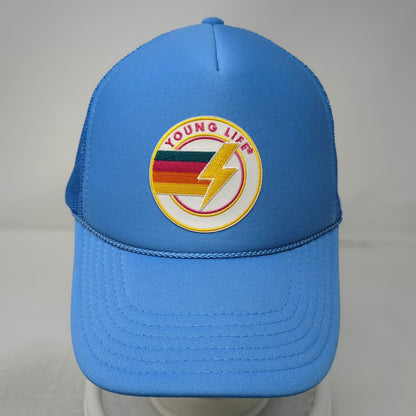 Otto Young Life Trucker Hat Blue One Size Mesh Snapback Patch Rope Detail