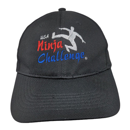 Sport Tek Boy's Strapback Hat Black Adjustable Embroidered USA Ninja Challenge