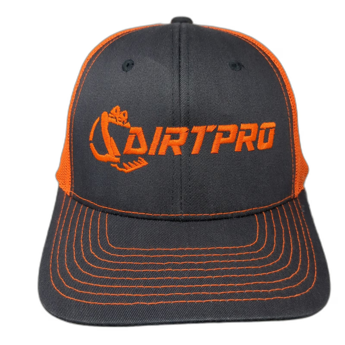 NV CAPS Trucker Hat Gray Orange One Size DirtPro Excavator Mesh Snapback hat