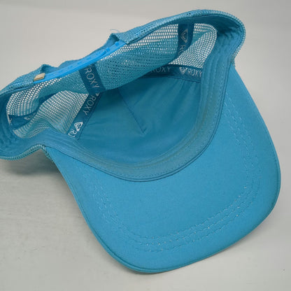Roxy Trucker Hat Blue One Size Heart Logo Mesh Back Adjustable Snapback