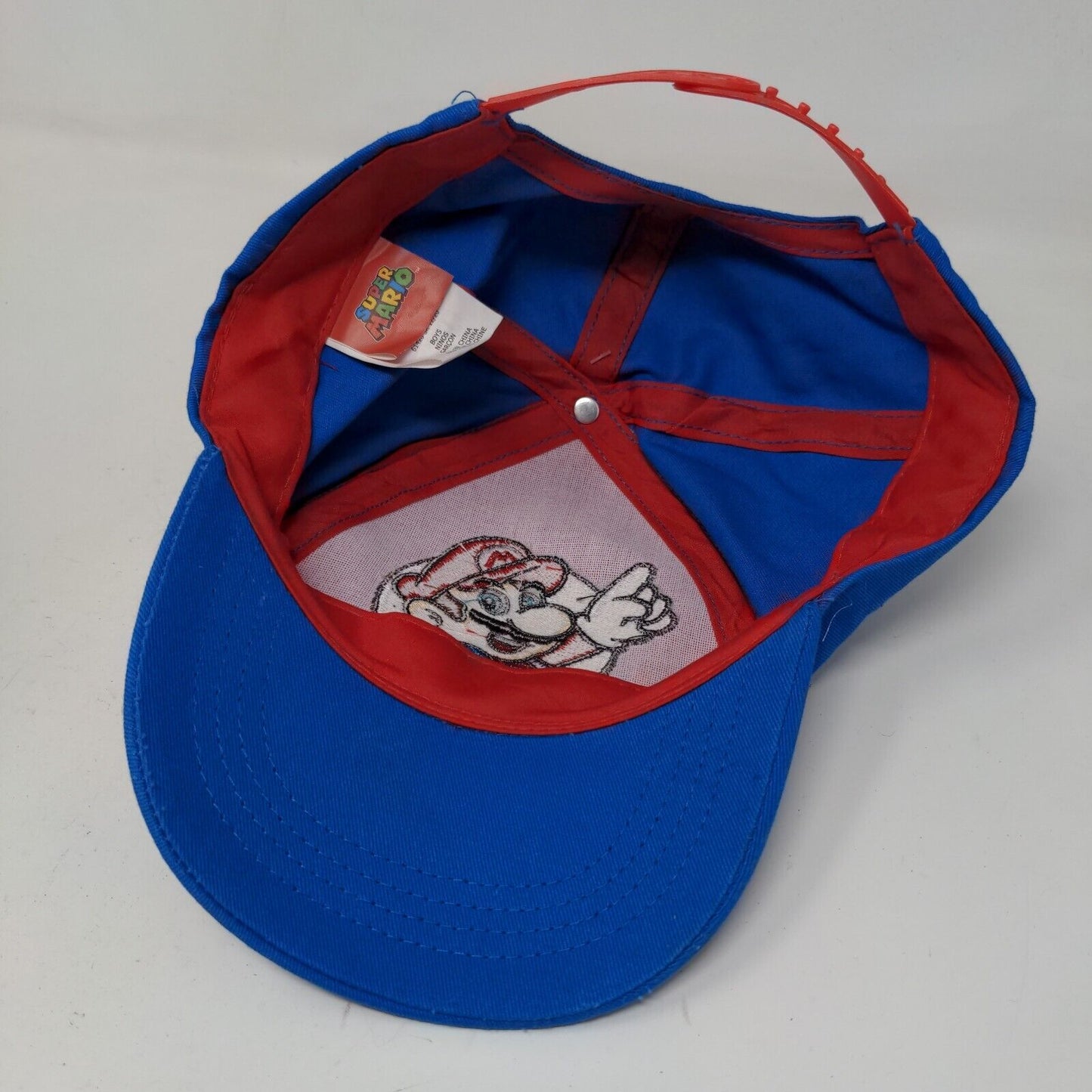 Super Mario Boy's Snapback Hat Blue Red Embroidered Logo Adjustable