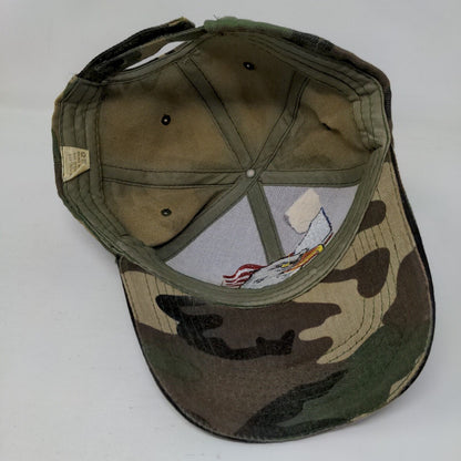 American Flag Eagle Strapback Hat Camo One Size Adjustable Embroidered
