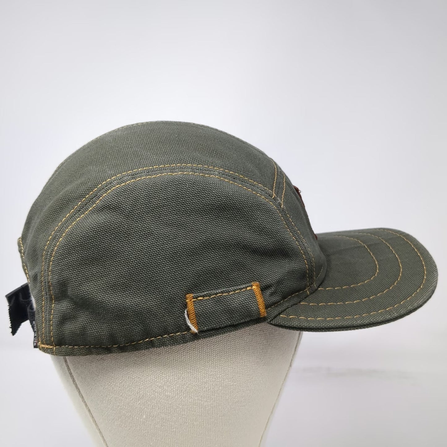 Ape & Bird 5 Panel Green Hat OS Strapback Canvas Contrast Stitch Made in USA