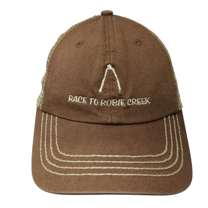 Race To Robie Creek Strapback Mesh Back Trucker Hat Brown OSFA Adjustable