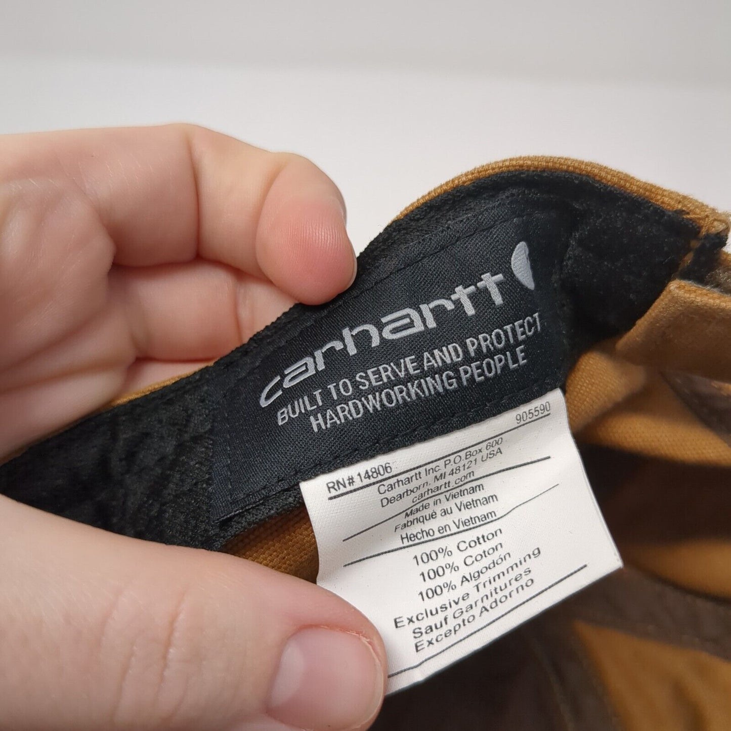 Carhartt Strapback Baseball Cap Brown One Size Adjustable Embroidered 6 Panel