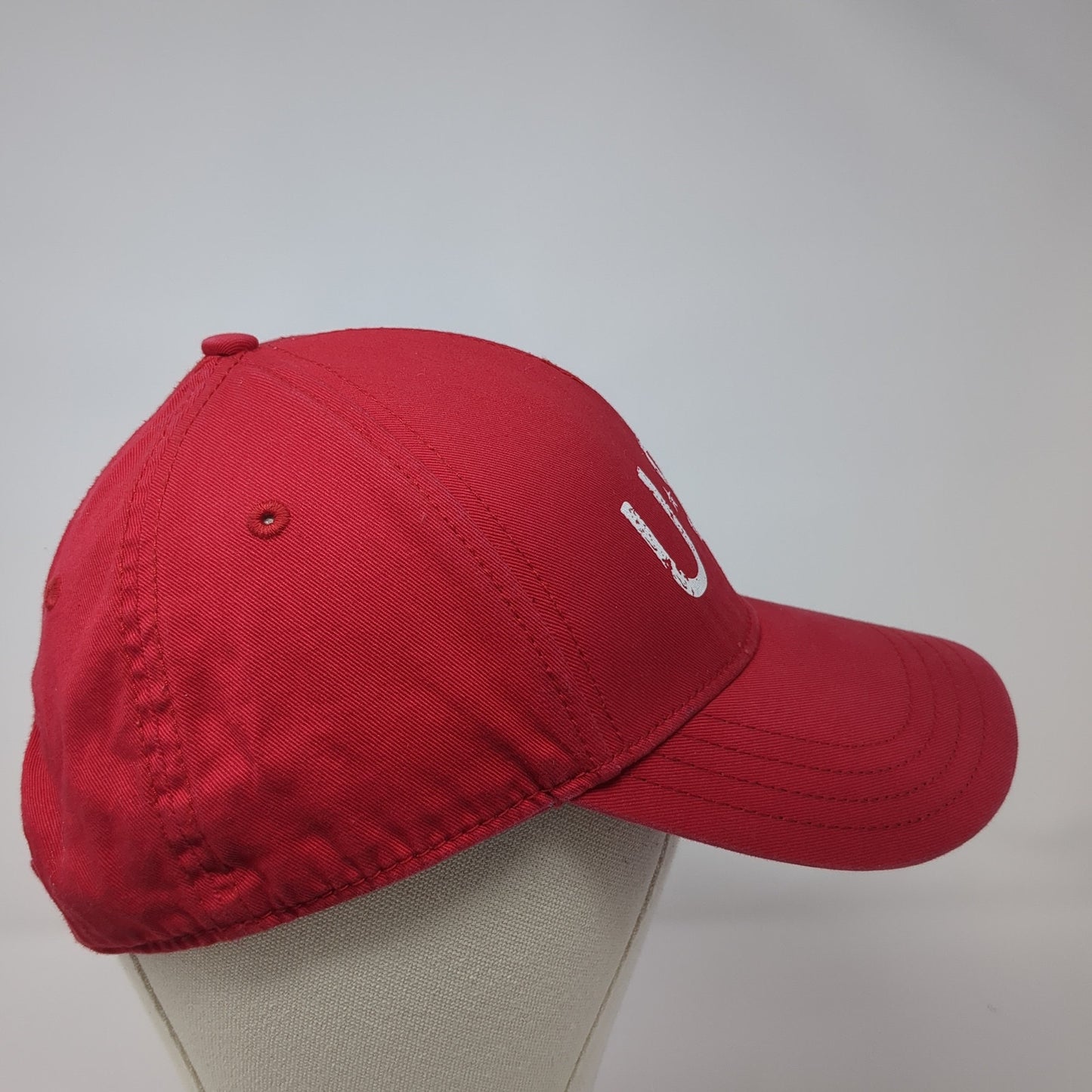 USA Strapback Baseball Cap Red One Size Adjustable Patriotic Highland Outfitters