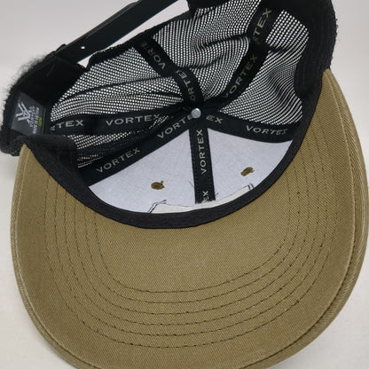 Vortex Trucker Hat Brown Black White OSFM Snapback Mesh Patch Logo Optics Cap