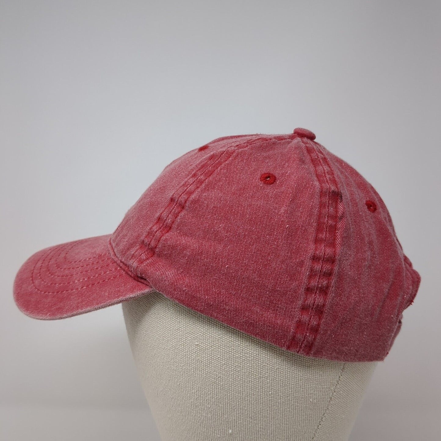 Unbranded Strapback Hat Red One Size Solid Adjustable Blank Vent Holes