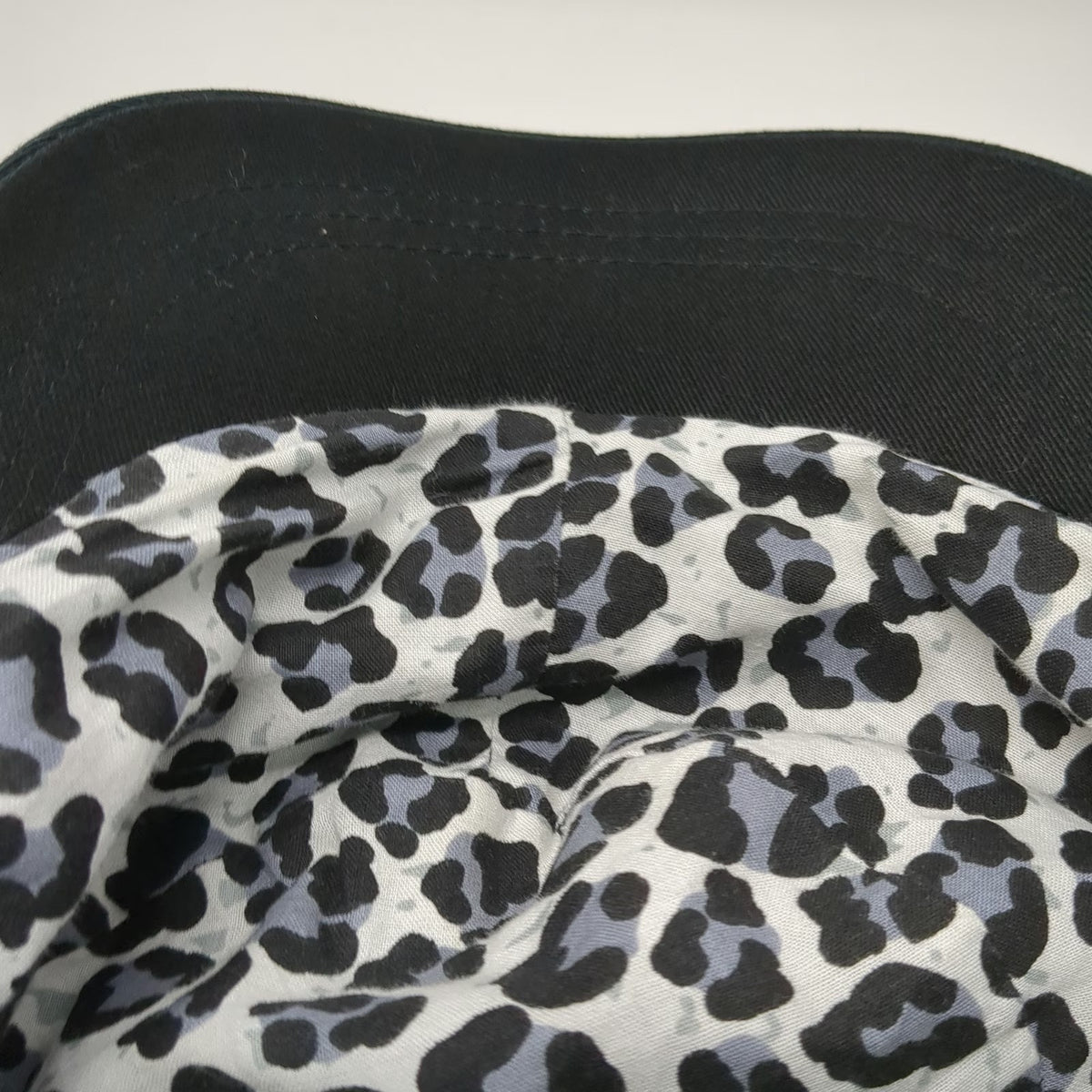 OP Army Cap Hat Black One Size Leopard Print Lining Side Grommets Cotton Flat