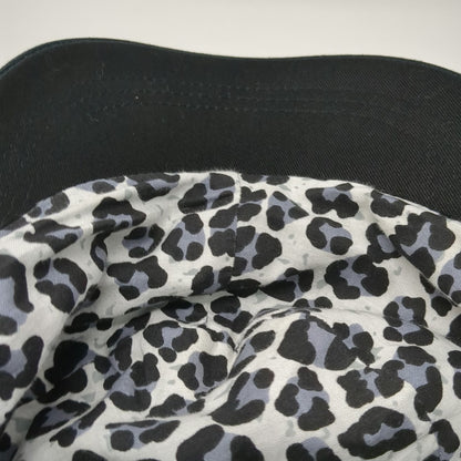 OP Army Cap Hat Black One Size Leopard Print Lining Side Grommets Cotton Flat
