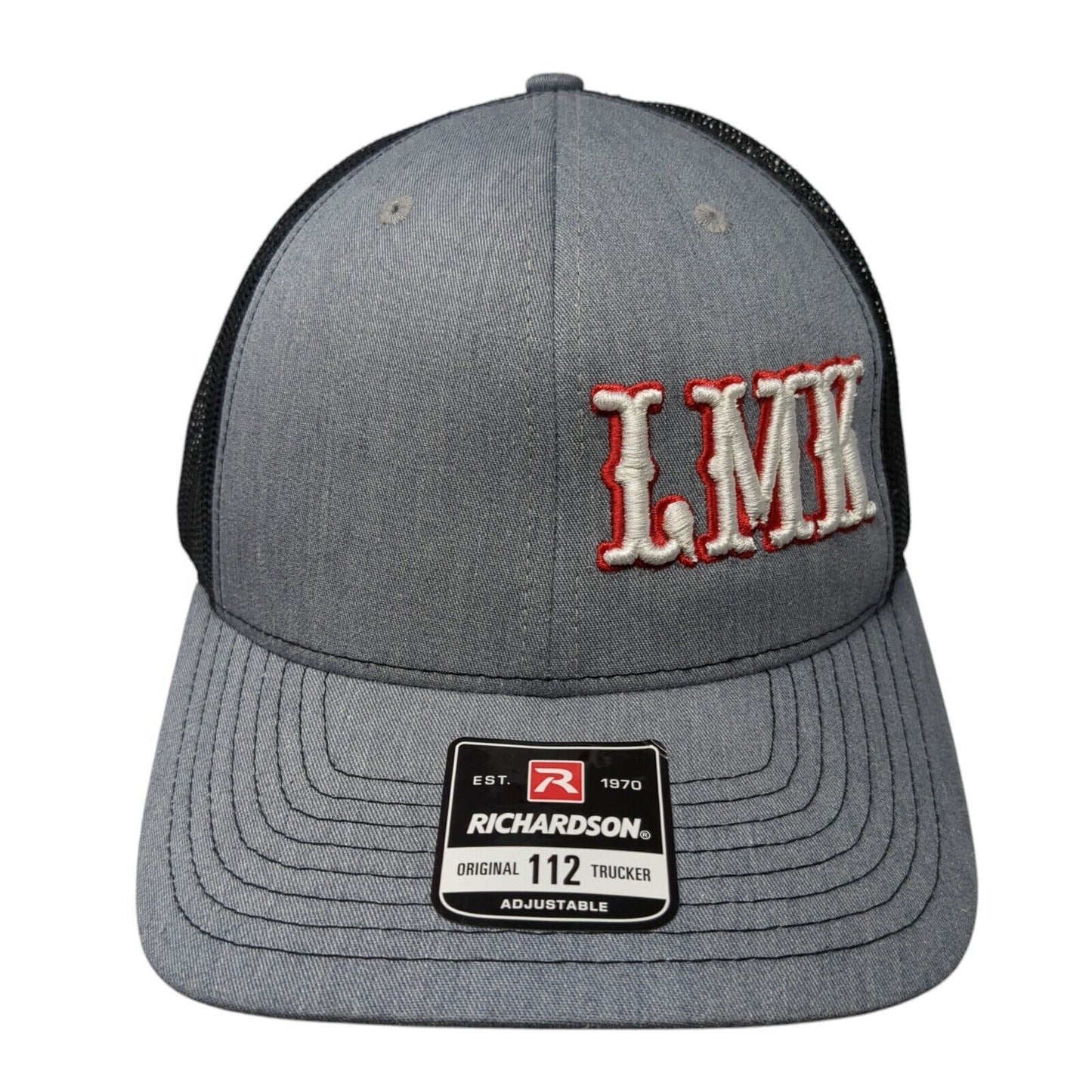 LMK Snapback Trucker Hat Gray OS Adjustable Embroidered Mesh Back Richardson