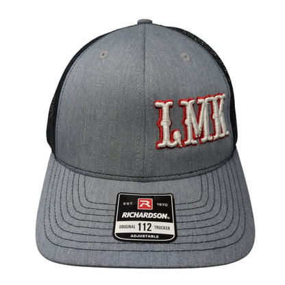 LMK Snapback Trucker Hat Gray OS Adjustable Embroidered Mesh Back Richardson