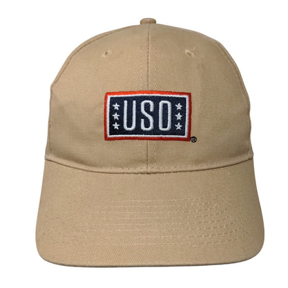 USO Support Our Heroes Slideback Hat Tan OSFA Adjustable Embroidered
