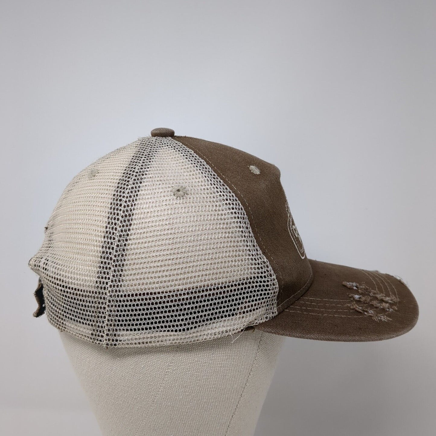 Created by God Built For A Purpose Strapback Hat Brown OS Adjustable Distressed