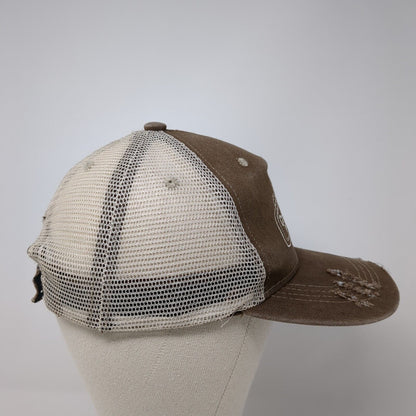 Created by God Built For A Purpose Strapback Hat Brown OS Adjustable Distressed