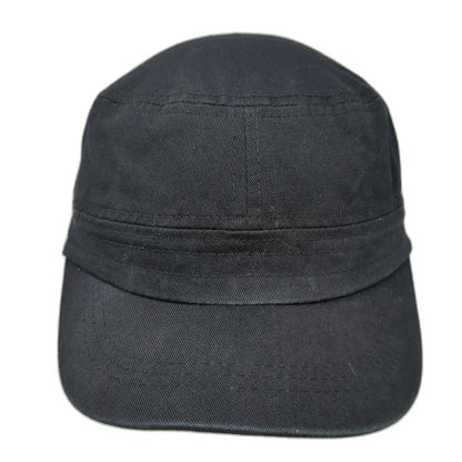 Black Army Cap One Size Adjustable Strapback Hat 100% Cotton Plain Cadet Cap