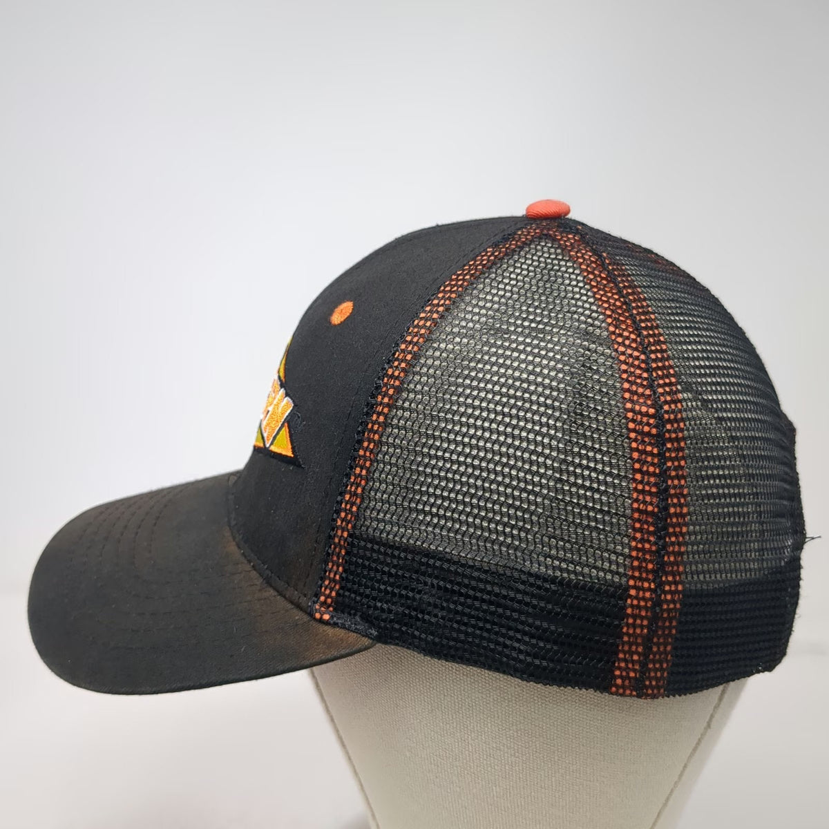 Ahern Rentals Trucker Hat Black One Size Mesh Back Snapback Orange Patch Logo