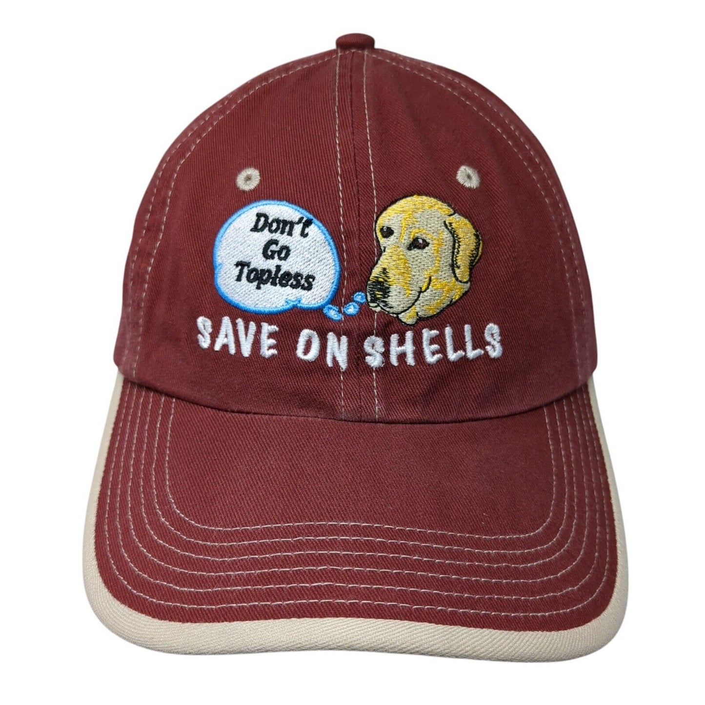 Don't Go Topless Save On Shells Strapback Hat Red One Size Embroidered