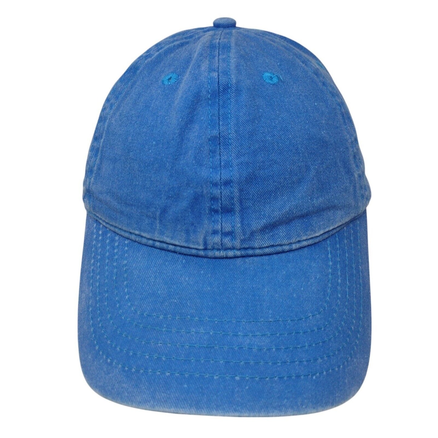Unbranded Strapback Hat Blue One Size Lightweight Vented Holes 6 Panel Blank