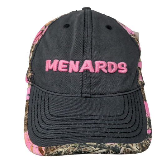 Menards Women's Strapback Hat Pink Camo Adjustable Embroidered Logo Cotton W/Tag