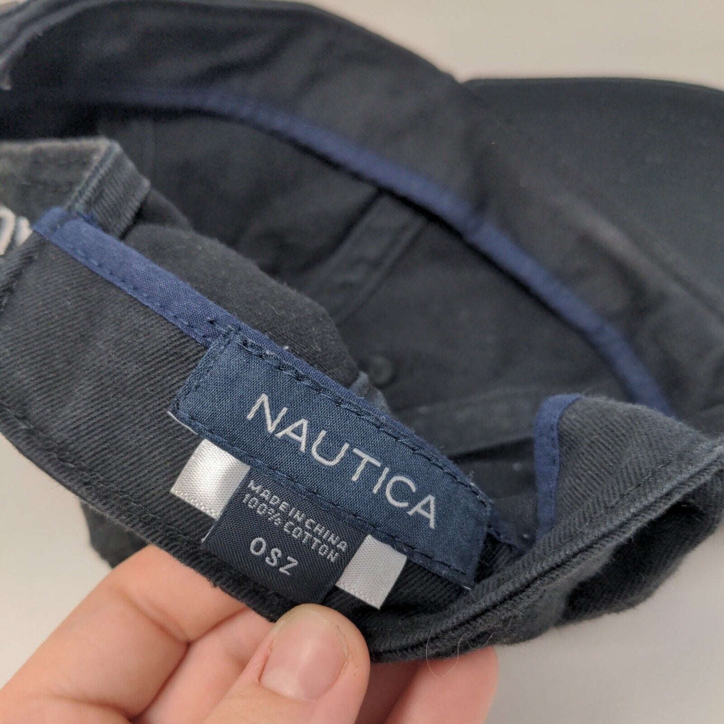 Nautica Slideback Hat Black One Size Adjustable Embroidered Logo 6 Panel