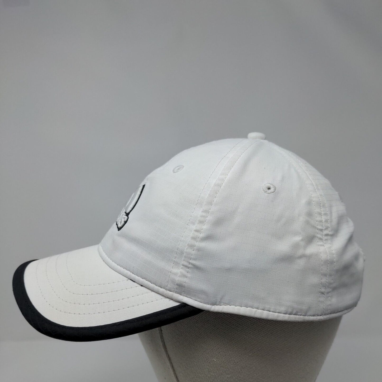 Adidas 3 Stripes Strapback Hat White OSFA Embroidered Black Trim