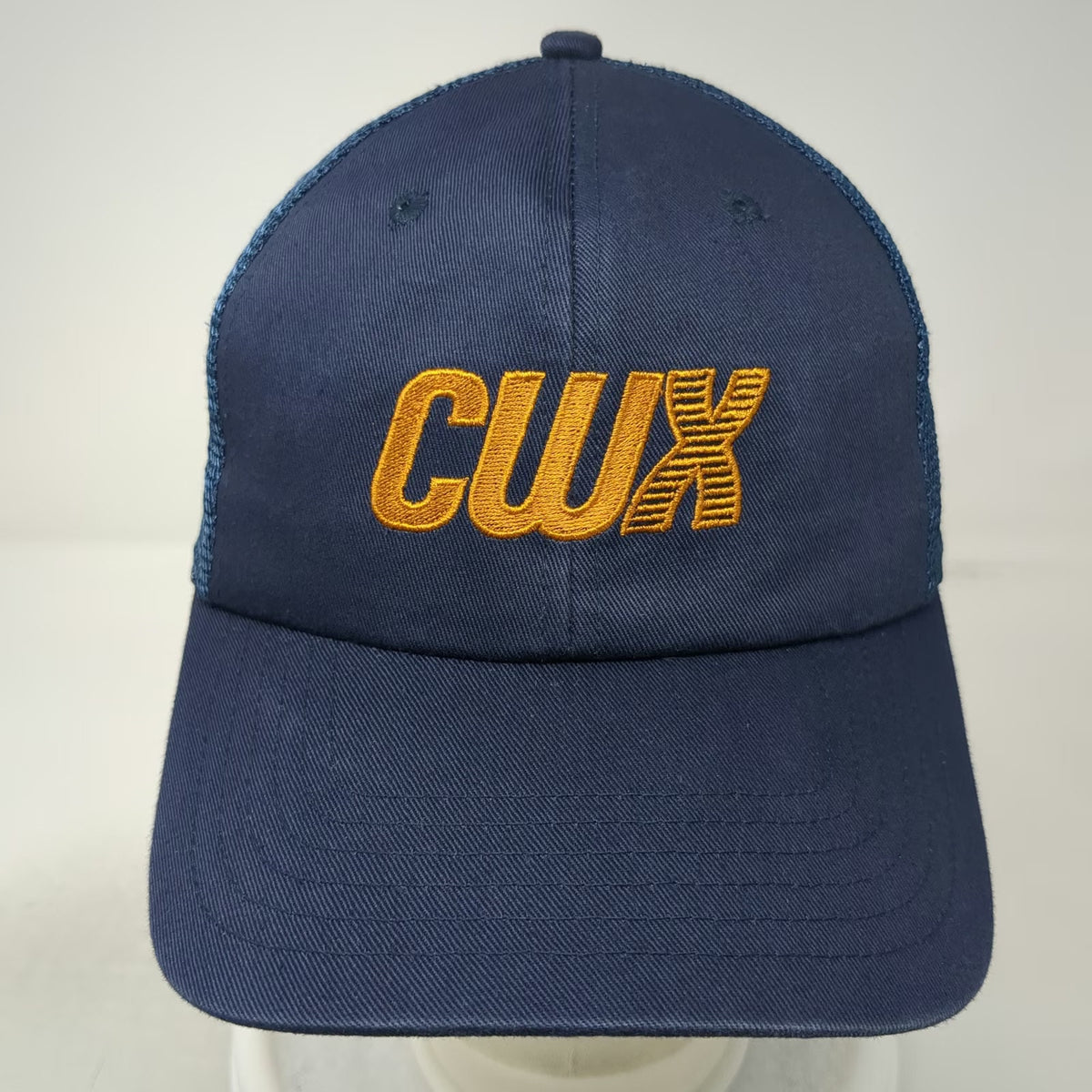 K-Products Trucker Hat Blue One Size CWX Embroidered Logo Snapback Mesh Cap