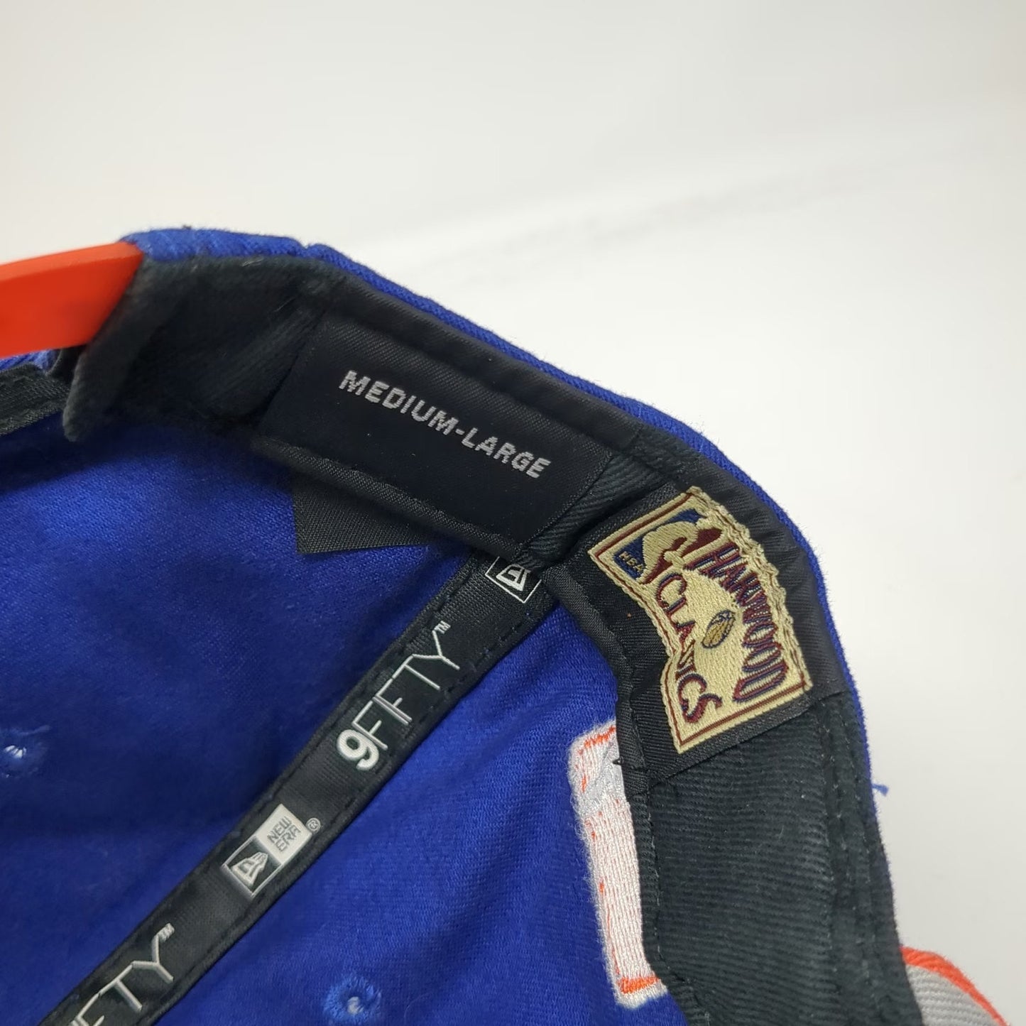 New Era NBA New York Knicks Snapback Hat Blue Orange L Hardwood Classics Patch