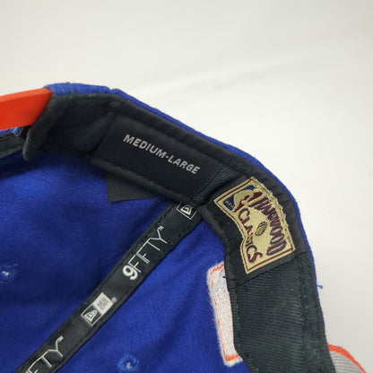 New Era NBA New York Knicks Snapback Hat Blue Orange L Hardwood Classics Patch