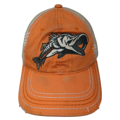 Outdoor Cap Strapback Trucker Hat Orange One Size Adjustable Distressed Mesh