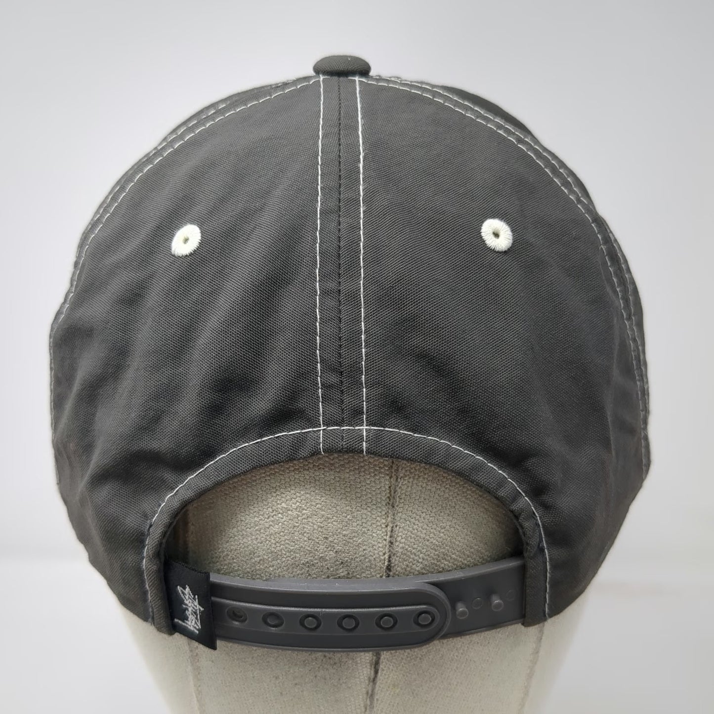 Stüssy Snapback Gray One Size Nylon White Contrast Stitching Logo 6-Panel Hat