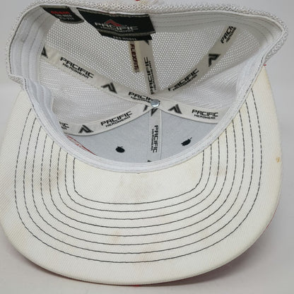 Pacific Headwear Baseball Cap Black Red White 7 3/8 Mesh Flexfit Skull Logo Hat