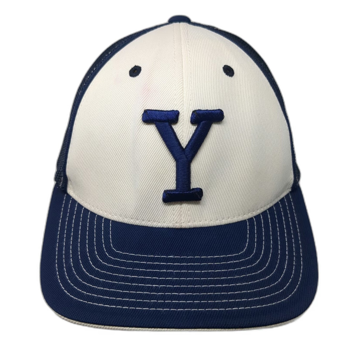 Pacific Headwear Yale Bulldogs NCAA Football Hat Blue 8 Cap Mesh Fitted Stretch