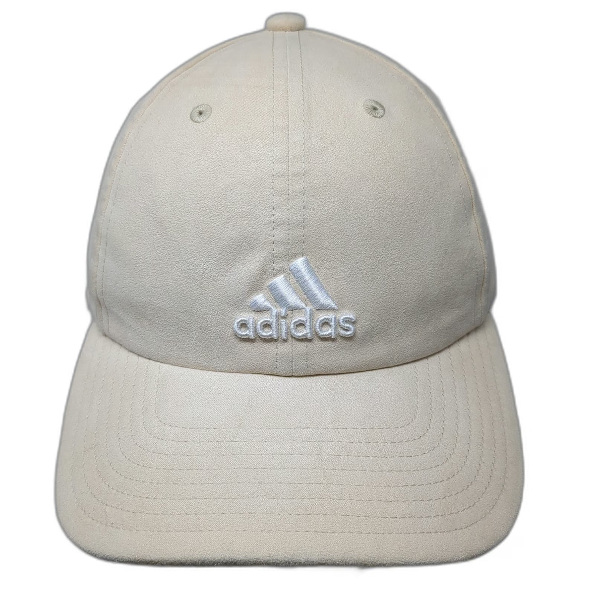 Adidas Beige Baseball Cap One Size Suede Slideback Embroidered Logo Sport Hat