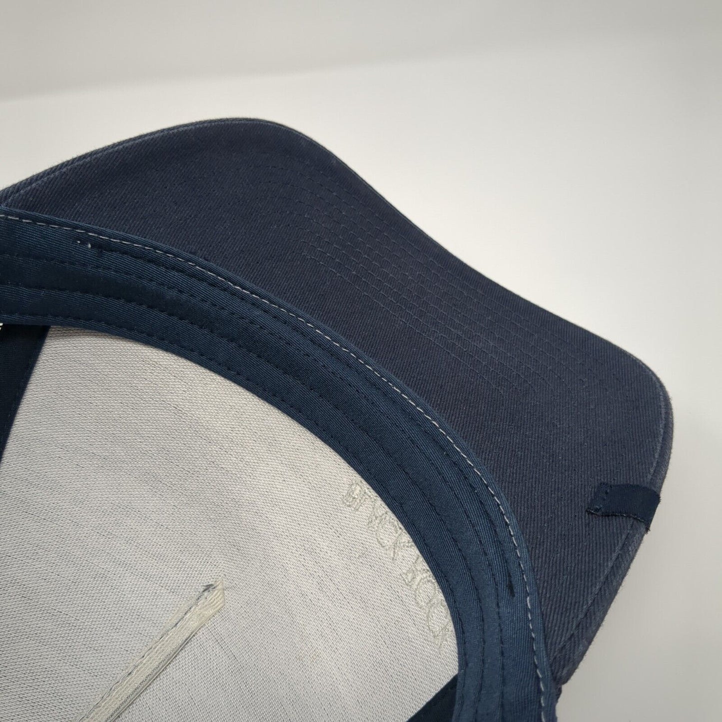 Black Rock Snapback Mesh Back Trucker Hat Blue Striped OSFA Cotton Blend Logo