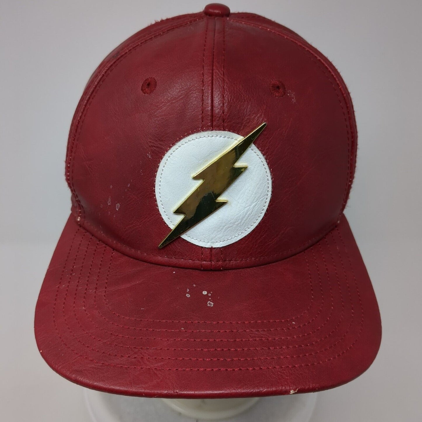 The Flash Snapback Hat Red One Size Adjustable Faux Leather 6 Panel DC Comics