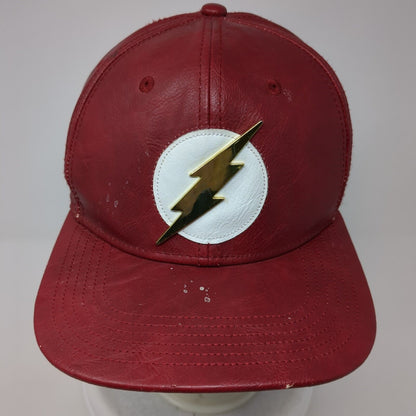 The Flash Snapback Hat Red One Size Adjustable Faux Leather 6 Panel DC Comics
