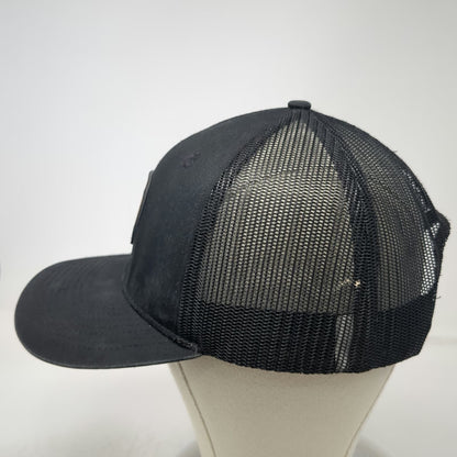 Dover Bluff Hat Company Trucker Hat Black One Size Mesh Snapback Leather Patch