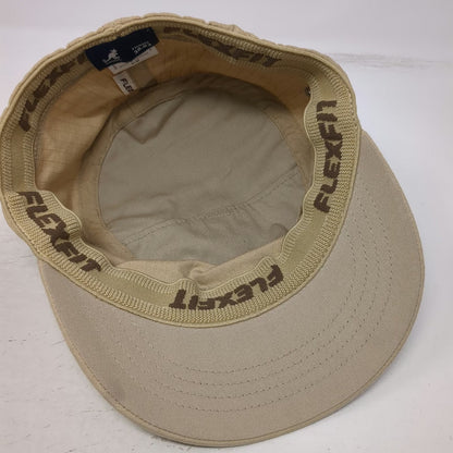 Kangol Army Cap Beige S/M Flexfit Embroidered Logo Cotton Military Cadet Hat