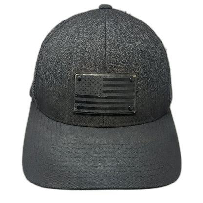 Pacific Headwear Trucker Hat Black One Size Snapback American Flag Rubber Patch