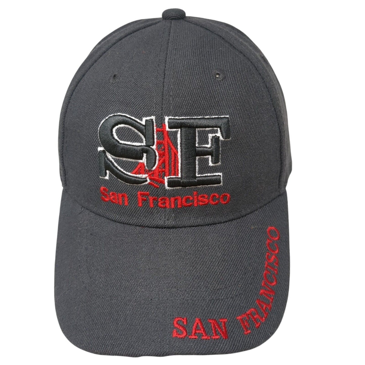 SF San Francisco Strapback Hat Gray One Size Adjustable Embroidered Lanza Cotton