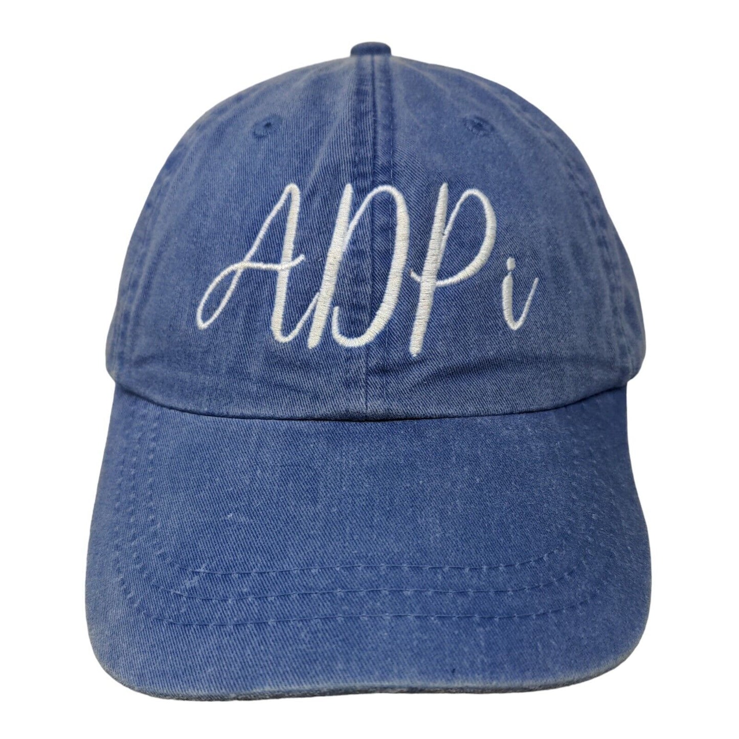 ADPi Slideback Hat Blue One Size Embroidered Lined Adjustable